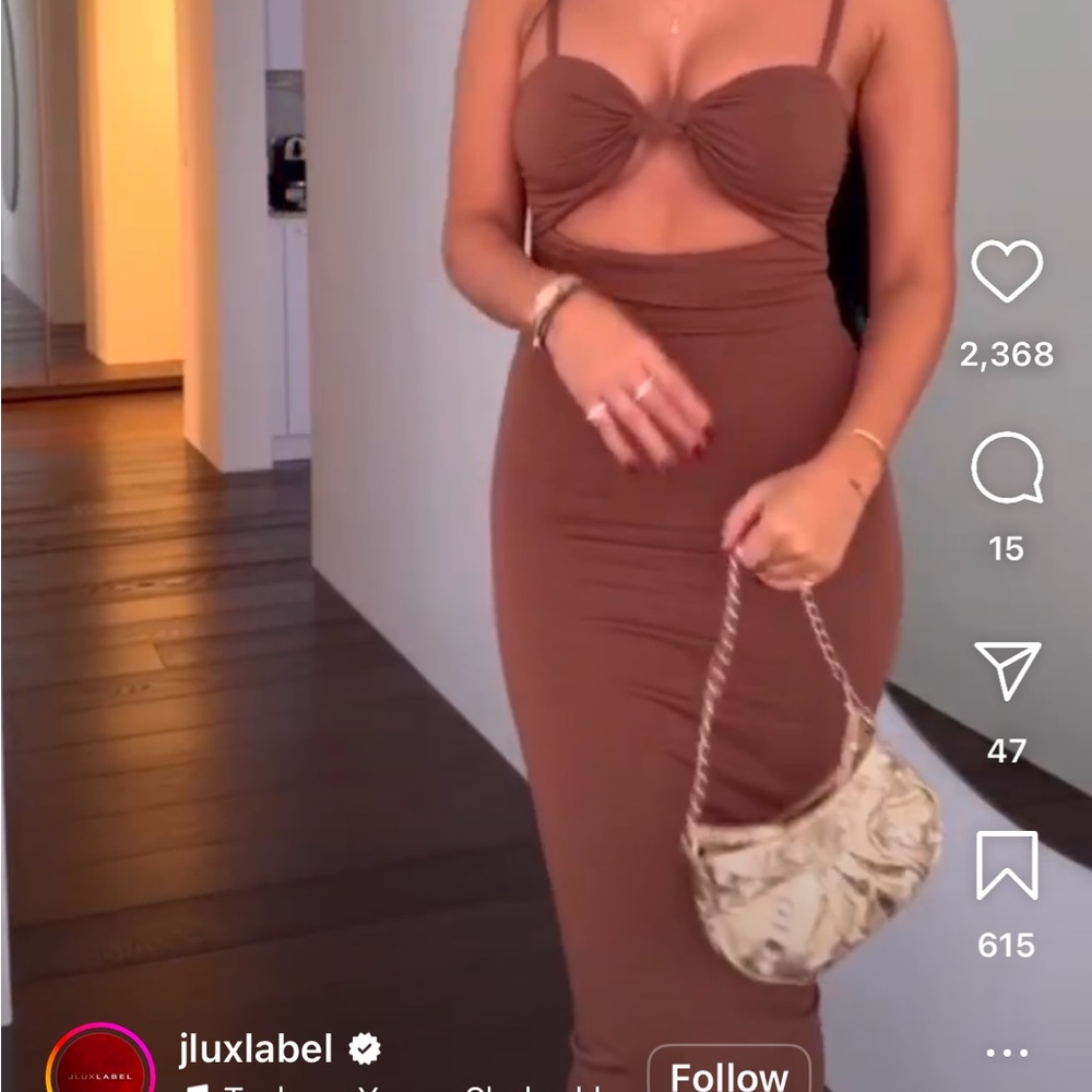 JLuxLabel Brown Cutout Bodycon Dress